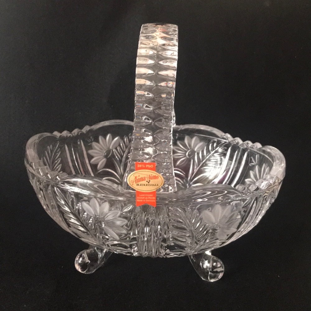 Anna Hutte Vintage Lead Crystal Floral Basket